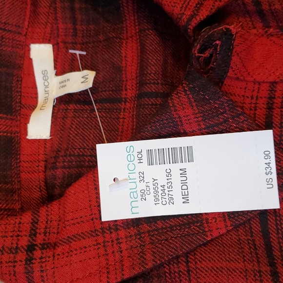 Maurices plaid flannel button down shirt size Medium *NWT - Picture 7 of 12